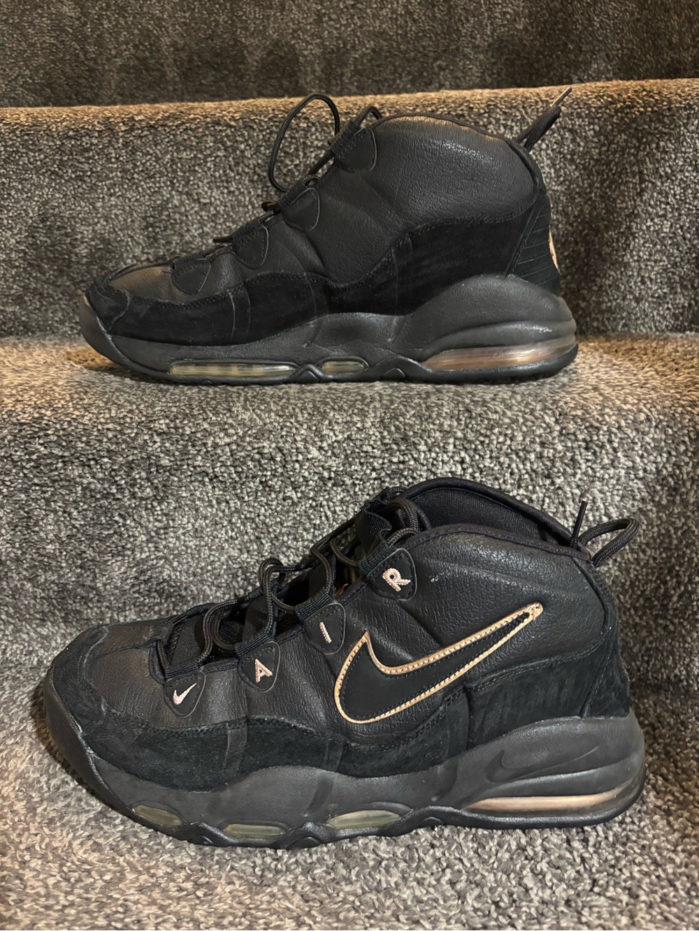 Nike Air Max Uptempo Triple Black Rose Gold / Metallic Bronze pippens size 13